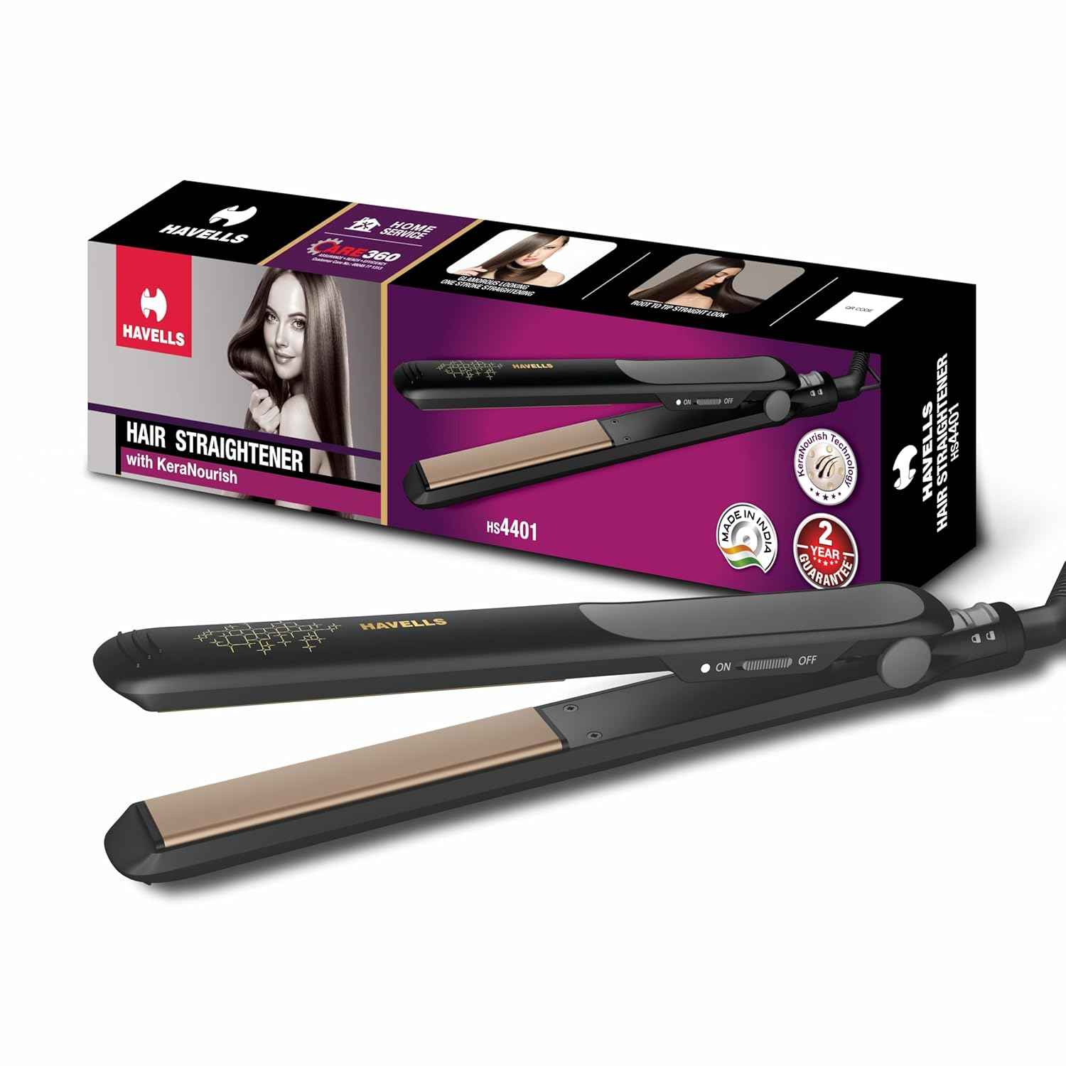 Buy Havells Hs4401 Keratin Straightener Black - 1 Pc - Purplle