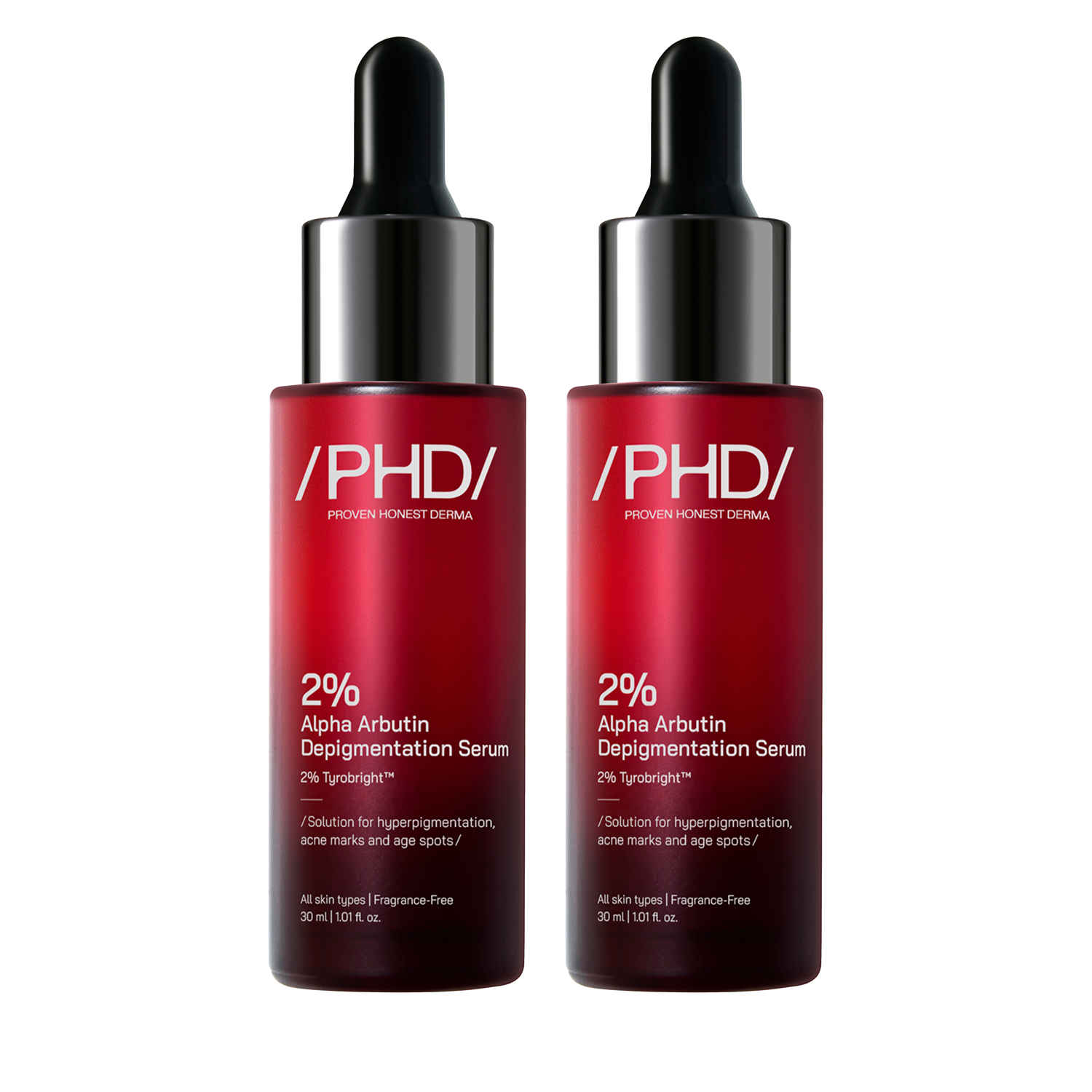 Buy Proven Honest Derma (PHD) 2% Alpha Arbutin Depigmentation Serum | Alpha Arbutin Serum for Pigmentation & Dark Spots | Face Serum for Women & Men with Tyrobright™, Niacinamide | Formulated with Global Dermatologists |(Pack of 2) - Purplle