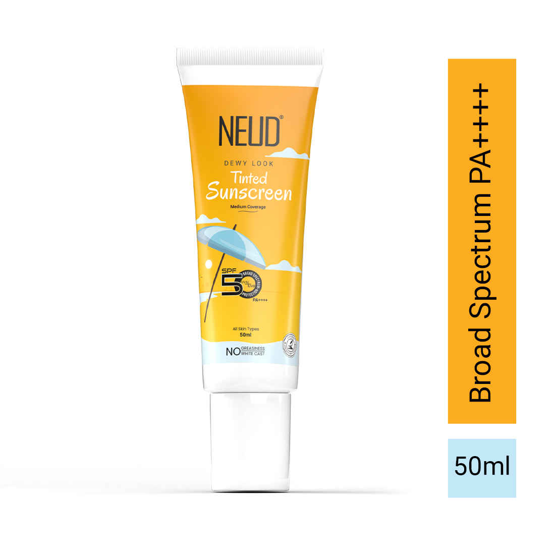Buy Neud Dewy Look Tinted Sunscreen Spf 50++++ With Hyaluronic Acid – Ultra-Light, No White Cast (50 ml) - Purplle