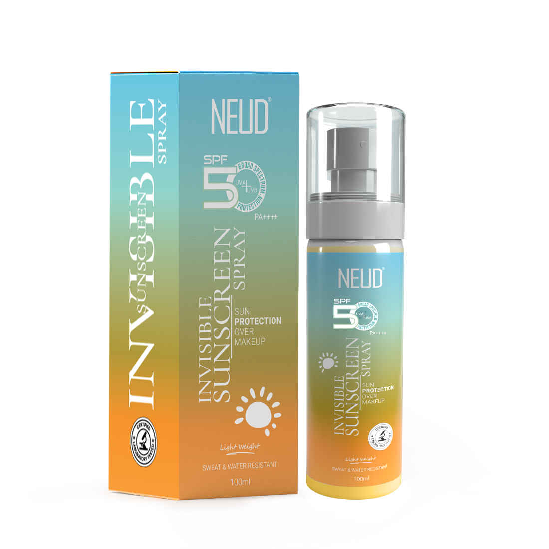 Buy Neud Invisible Sunscreen Spray Spf 50++++ | Ultra-Light, No White Cast | Protects Over Makeup (100 ml) - Purplle