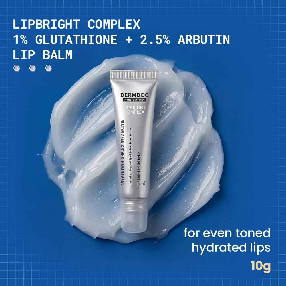 Buy DERMDOC LipBright Treatment 1% Glutathione + 2.5% Arbutin Lip Balm (10 gm) | Brightening Lip Balm for Chapped Lips, Pigmented Lips, & Smoker Lips - Purplle