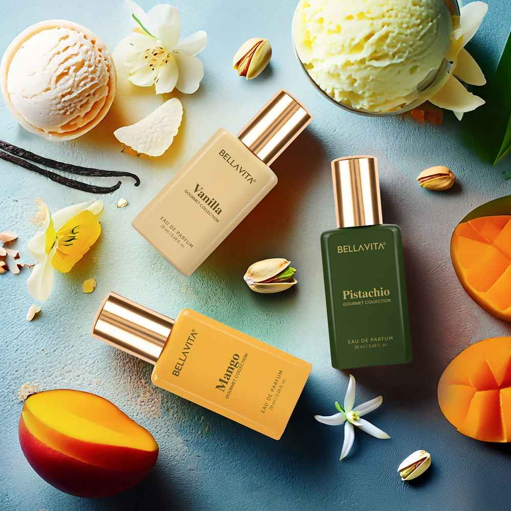 Buy Bella Vita Gourmet Collection Gift Set (3 X 20 ml) | Vanilla | Pistachio | Mango | perfume for men | trial pack | gift for men - Purplle