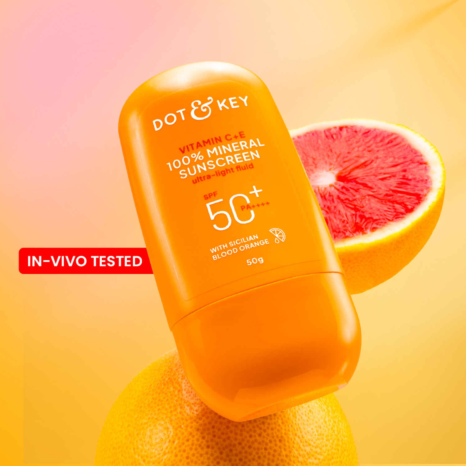 Buy Dot & Key Vitamin C + E 100% Mineral Sunscreen In-Vivo Tested SPF 50+ PA++++, No White Cast (50 gm) - Purplle