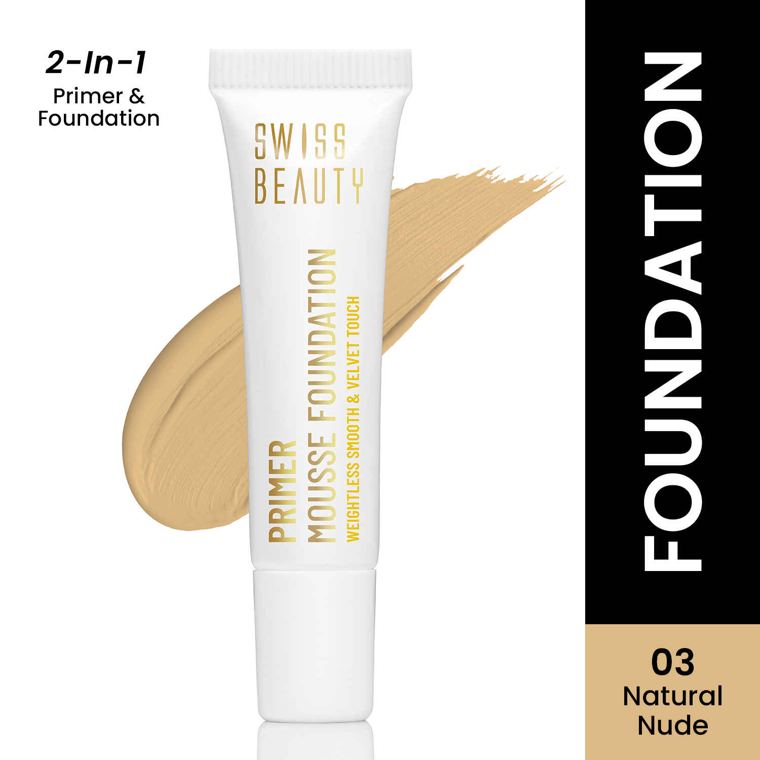 Buy Swiss Beauty Primer Mousse Foundation Mini | Matte Finish | Medium to Buildable Coverage | Lightweight - 5 ml, Natural Nude - Purplle