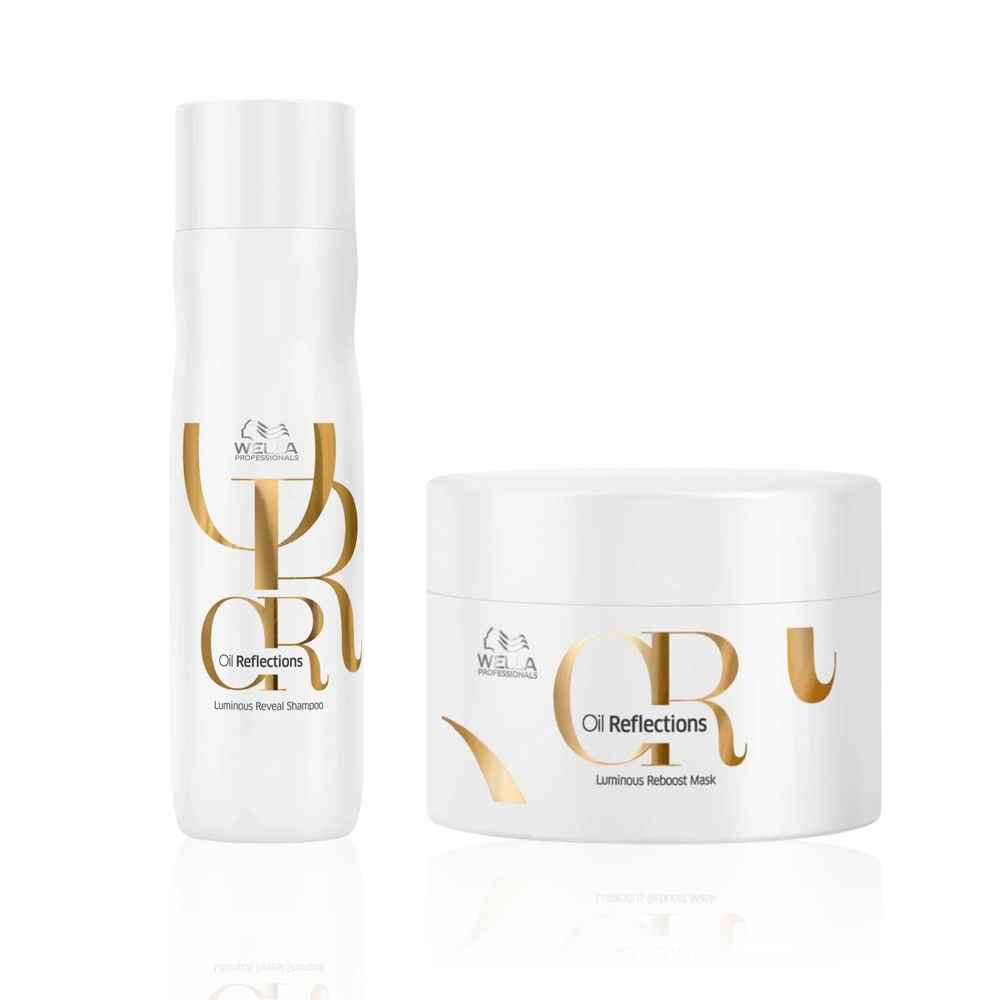 Buy Wella Professionals Oil Reflections Luminous Duo (Shampoo & Reboost Mask for Shine) - (250 ml + 150 ml) Combo of 2 - Purplle