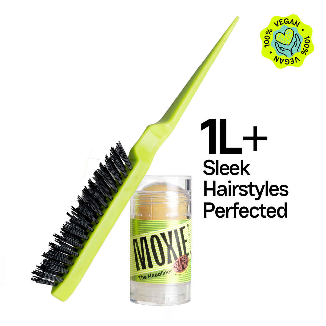 Buy Moxie Beauty The Headliner Wax stick and Finishing Brush Duo| Sleek & Polished Hair | Anti-Frizz | Smooth & Non-greasy Finish| Pack of 2 (1 Wax Stick - 30 gm & 1 Hair Finishing Brush) - Purplle