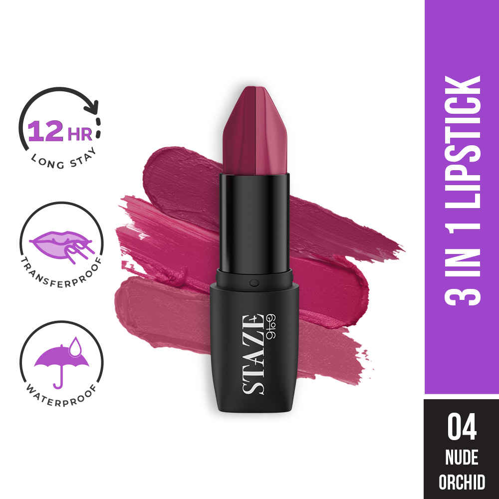 Buy Staze 9to9 Love Tri-Angle 3 in 1 Lipstick | 04 Nude Orchid | 3.8 gm - Purplle