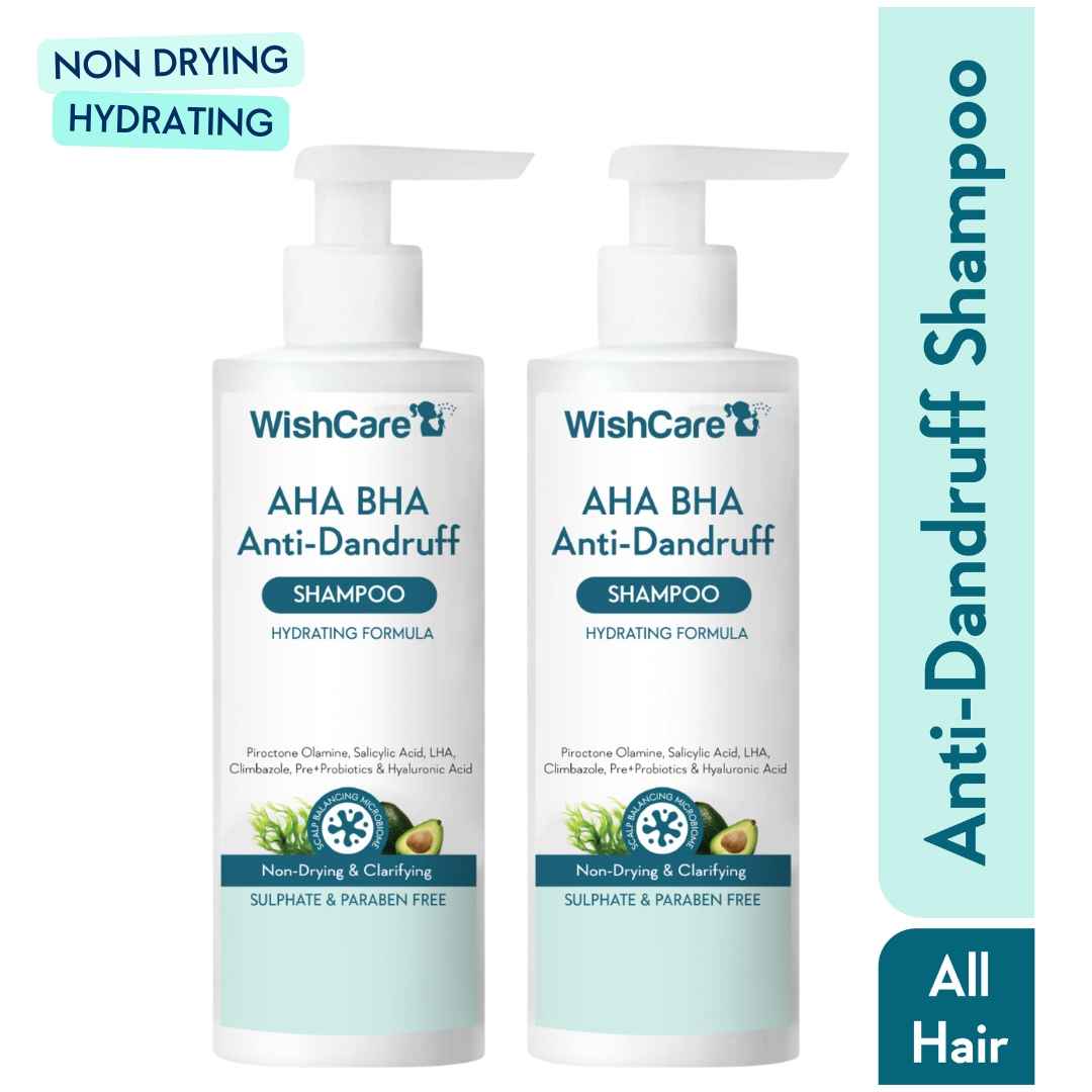 Buy WishCare Hydrating AHA BHA Anti Dandruff Shampoo Duo|Piroctone Olamine Salicylic Acid LHA Probiotics Pack of 2 - Purplle