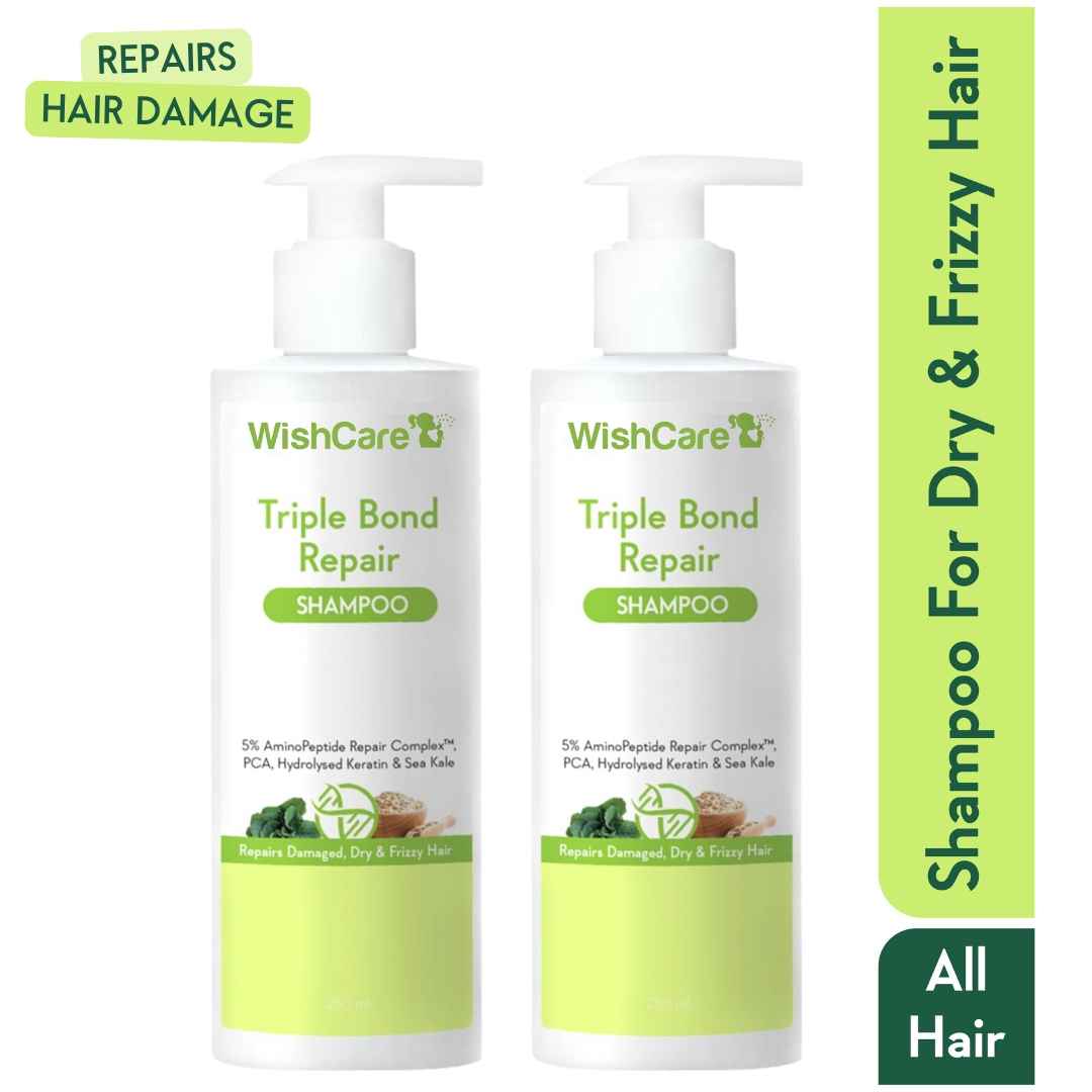 Buy WishCare Triple Bond Repair Shampoo Duo|5% Amino Peptide Complex|Repairs Damaged Dry & Frizzy Hair Pack of 2 - Purplle