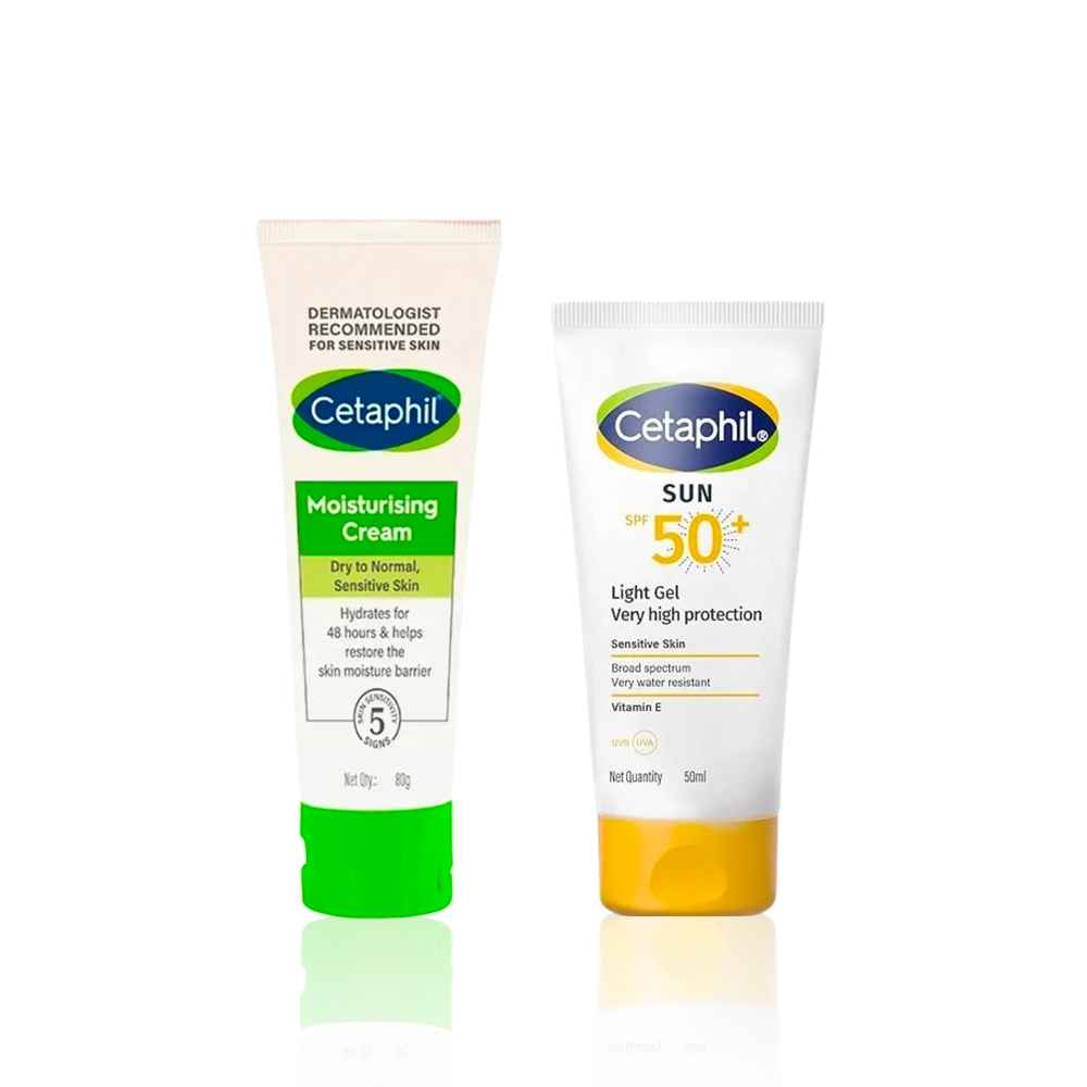Buy Cetaphil Intense Hydration & Sun Protection Duo | Ultimate Shield Combo with Moisturising Cream & Sun SPF 50 Gel | For Dry to Normal & Sensitive Skin | (100 gm) + (50 ml) Combo of 2 - Purplle