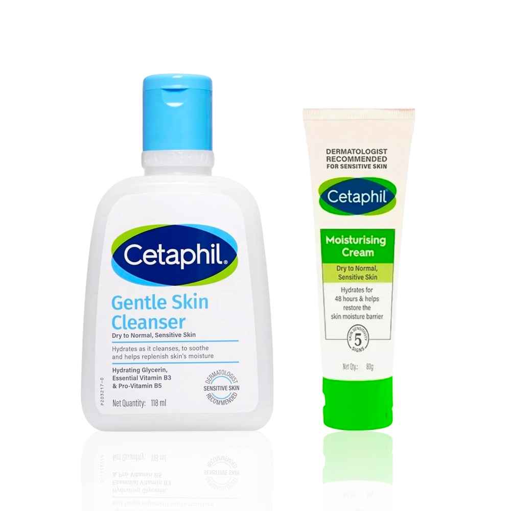 Buy Cetaphil Gentle Cleansing & Deep Moisturising Duo | Essential Hydration Combo with Gentle Skin Cleanser & Moisturising Cream | For Dry to Normal & Sensitive Skin | (118 ml) + (100 gm) Combo of 2 - Purplle