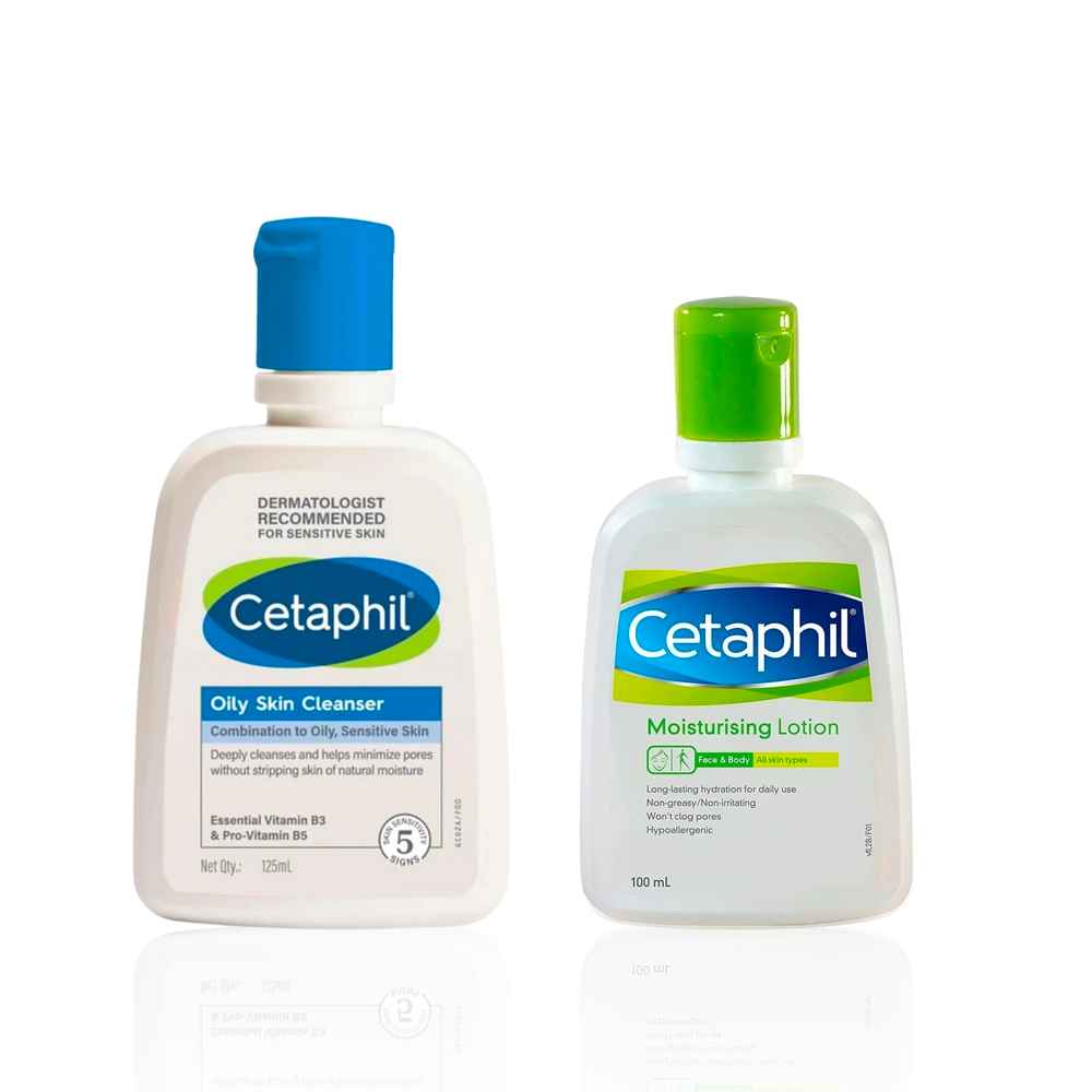 Buy Cetaphil Oil Control & Lightweight Hydration Duo | Balanced Care Combo with Oily Skin Cleanser & Moisturising Lotion | For Oily, Combination & Sensitive Skin | (118 ml) + (118 ml) Combo of 2 - Purplle