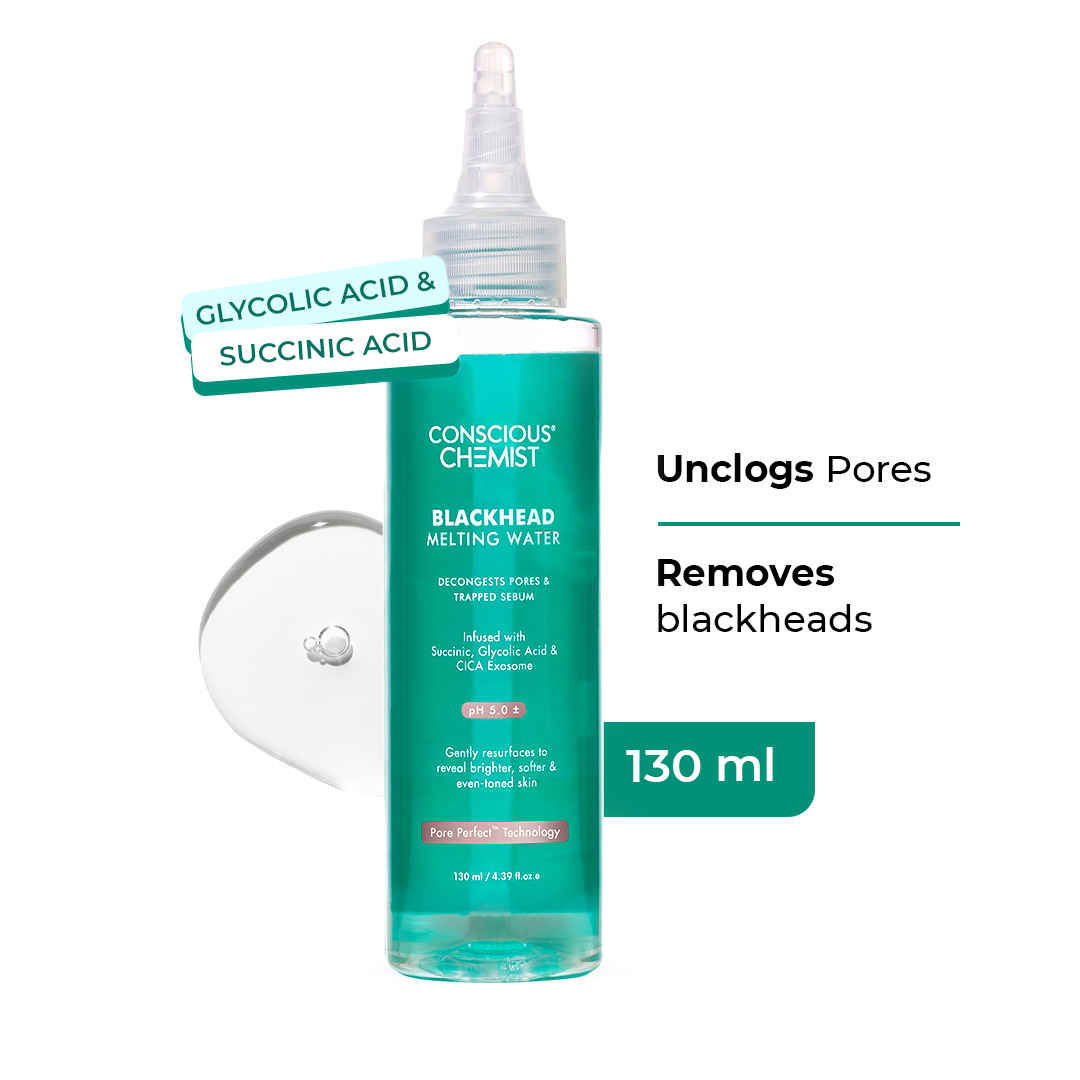 Buy Conscious Chemist Blackhead Melting Water | 130 ml | Gentle Pore treatment with Succinic, Glycolic Acid & CICA Exosome | Unclogs Pores, Dissolves Blackheads & Smoothens Skin | Toner For Men & Women - Purplle