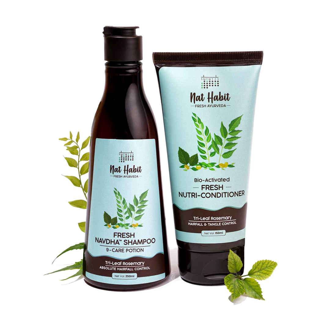 Buy Nat Habit Trileaf Rosemary Shampoo & Conditioner For Hair Fall Control, Dry & Damaged Hair - Combo of 2 - Purplle