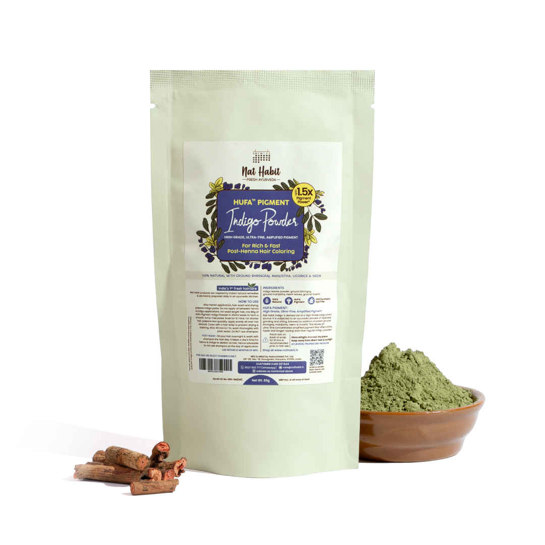 Buy Nat Habit Hufa Pigment Indigo Powder Natural Hair Color - 85 gm - Purplle