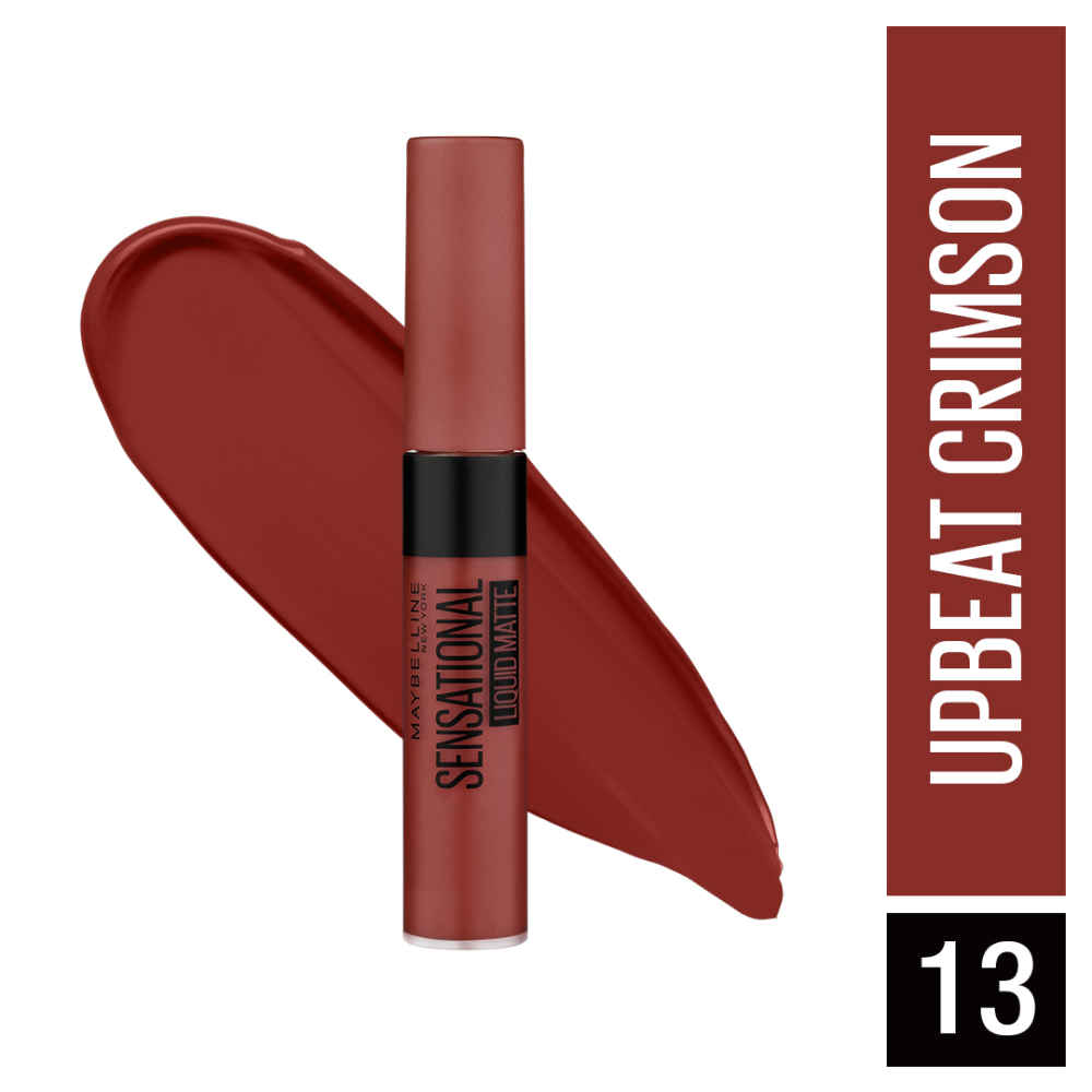 Buy Maybelline New York Sensational Liquid Matte Lipstick 13 Upbeat Crimson (7 ml) - Purplle