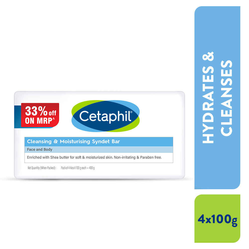 Buy Cetaphil Cleansing Moisturizing Syndet Bar - (4x100 gm) - Purplle