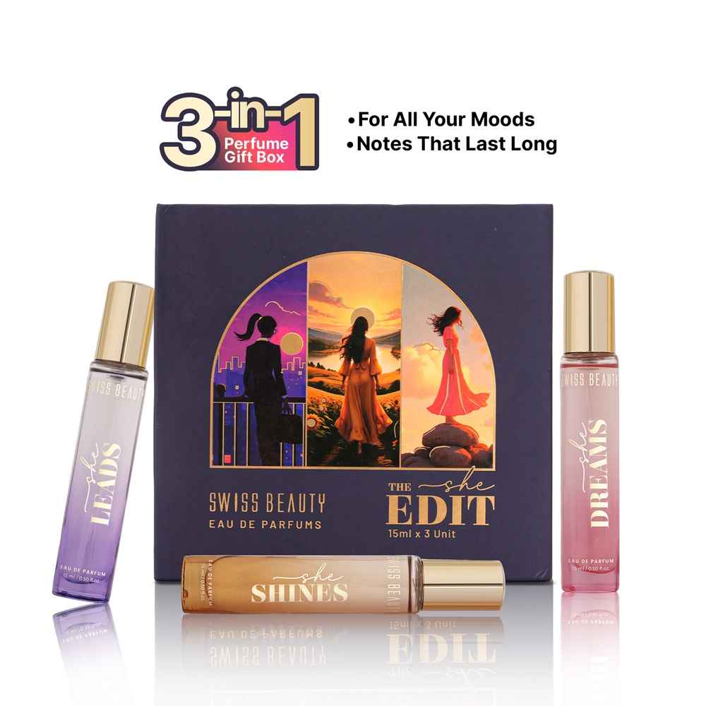 Buy Swiss Beauty The She Edit | 3-In-1 Perfume Gift Box | Long-Lasting Fragrances - 15 ml x 3 - Purplle