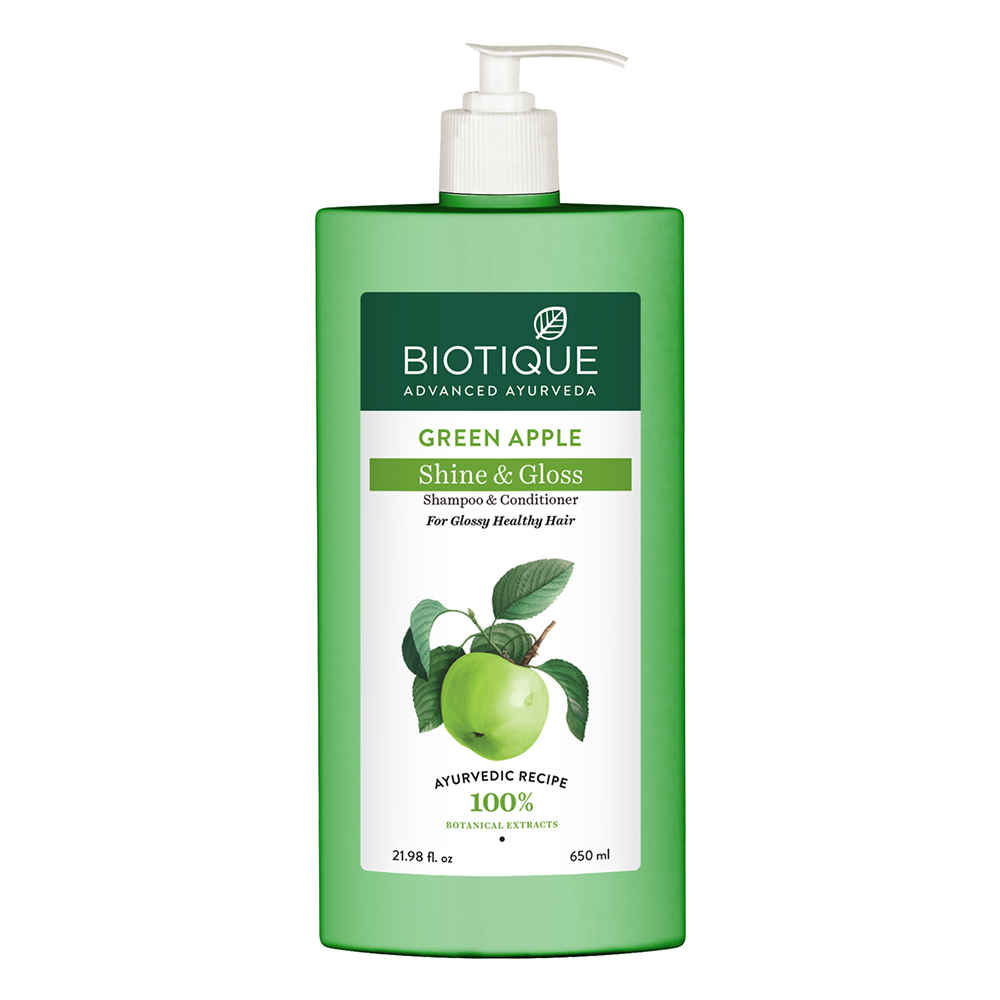 Buy Biotique Green Apple Shine & Gloss Shampoo & Conditioner (650 ml) - Purplle