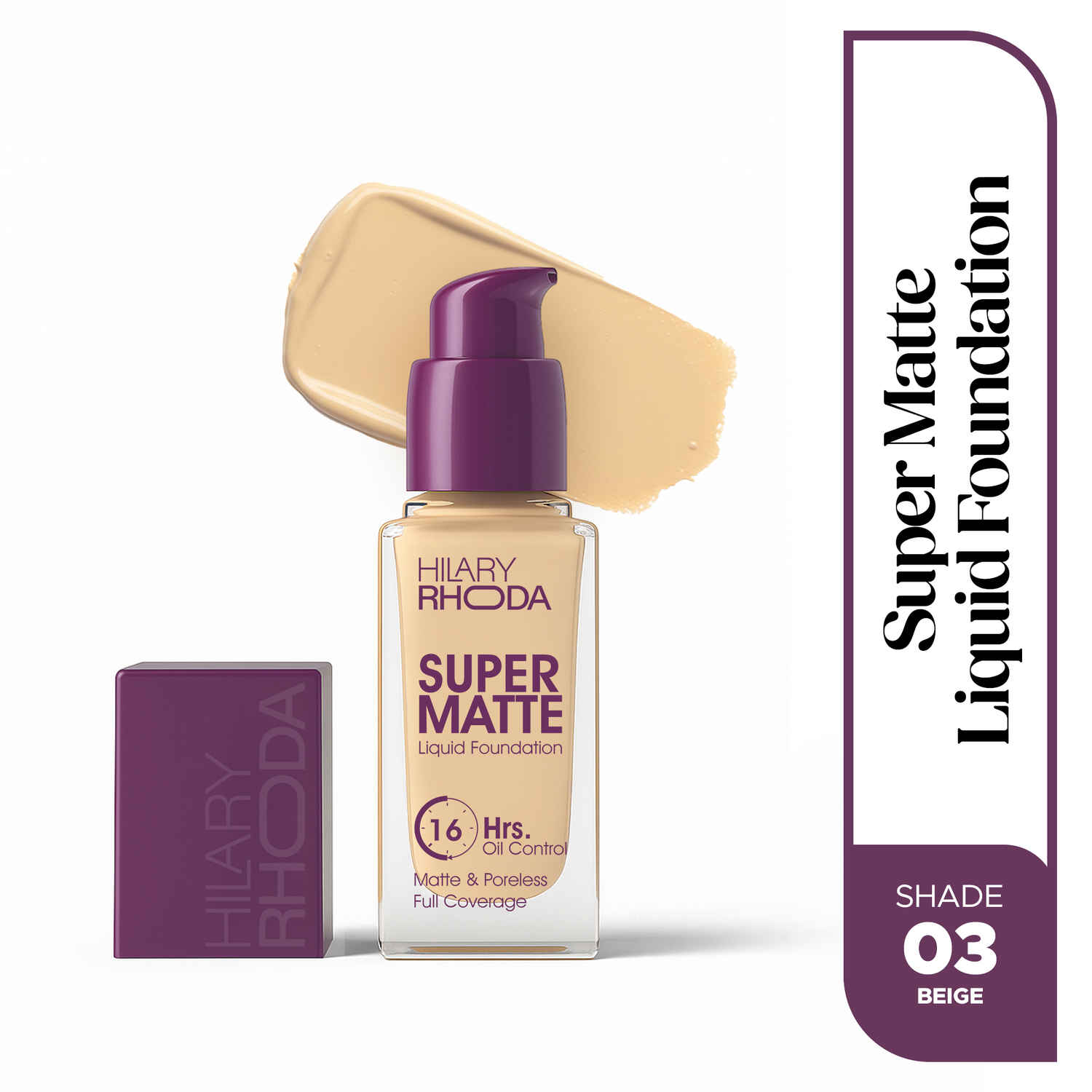 Buy Hilary Rhoda Super Matte Liquid Foundation with Spf 20 | Matte & Poreless Finish | Waterproof & Transfer-Proof Foundation | Full Coverage & Long Lasting | 16hrs. Oil control - 35 ml (Beige - Shade 03) - Purplle