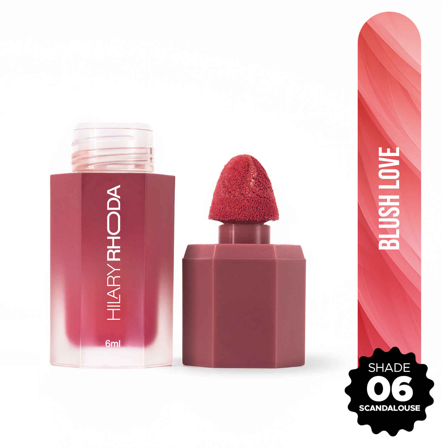 Buy Hilary Rhoda Blush Love Liquid Blush Highly Pigmented Blush | Super Dewy Finish | Built-in Sponge | Easy to Apply | Available in 6 Shades | Cruelty-free & Vegan | All Day Wear | Buildable Formula & Leak-Proof - 6 ml (Scandalous | Shade 06) - Purplle