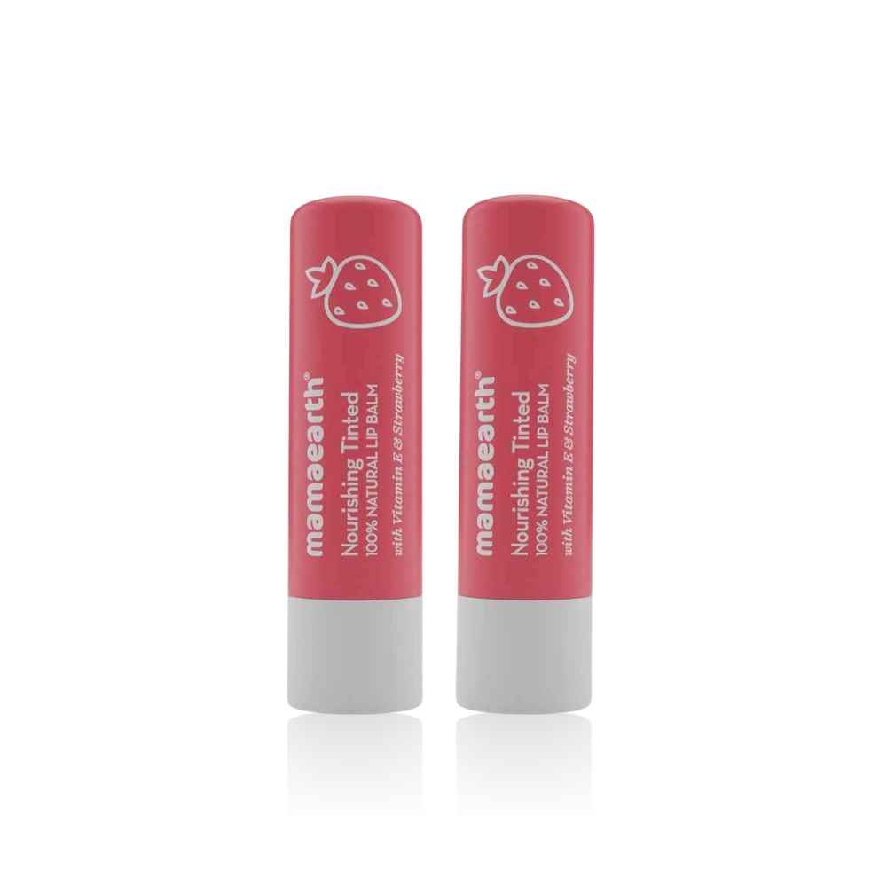 Buy Mamaearth Nourishing Tinted 100% Natural Lip Balm with Vitamin E and Strawberry - 4 gm (Pack of 2) - Purplle