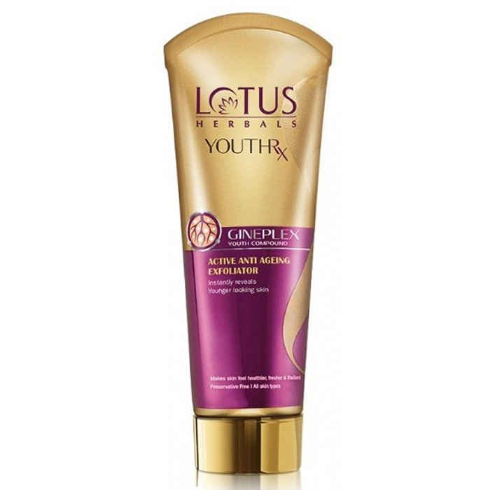 Buy Lotus Herbals Face Exfoliator, Youth Rx Anti Aging Exfoliating Cream, Removes Dead Skin, Reduces Fine Lines, Wrinkles, Boosts Collagen, With Ginseng, Scrub for Women and Men, All Skin Types, 100 gm - Purplle