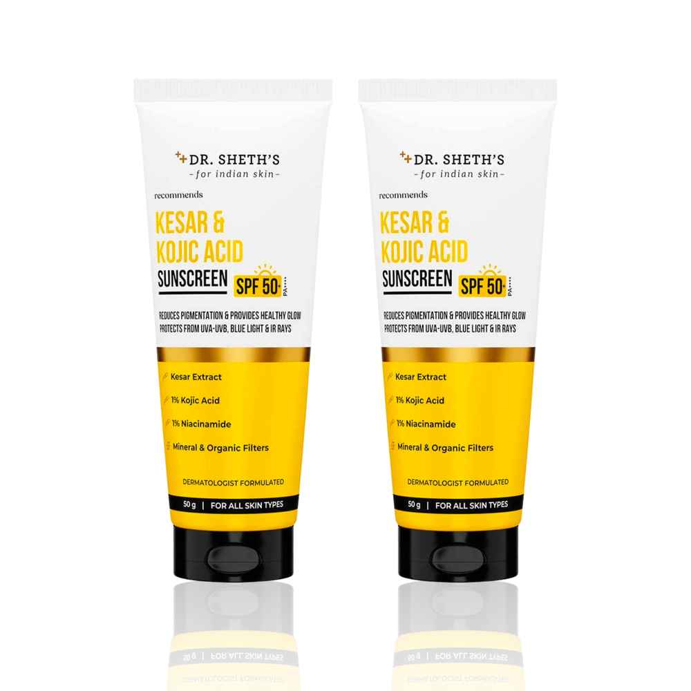 Buy Dr. Sheth's Kesar & Kojic Acid Sunscreen SPF 50+ Pa++++ |In-Vivo Tested | 50 gm (Pack of 2) - Purplle