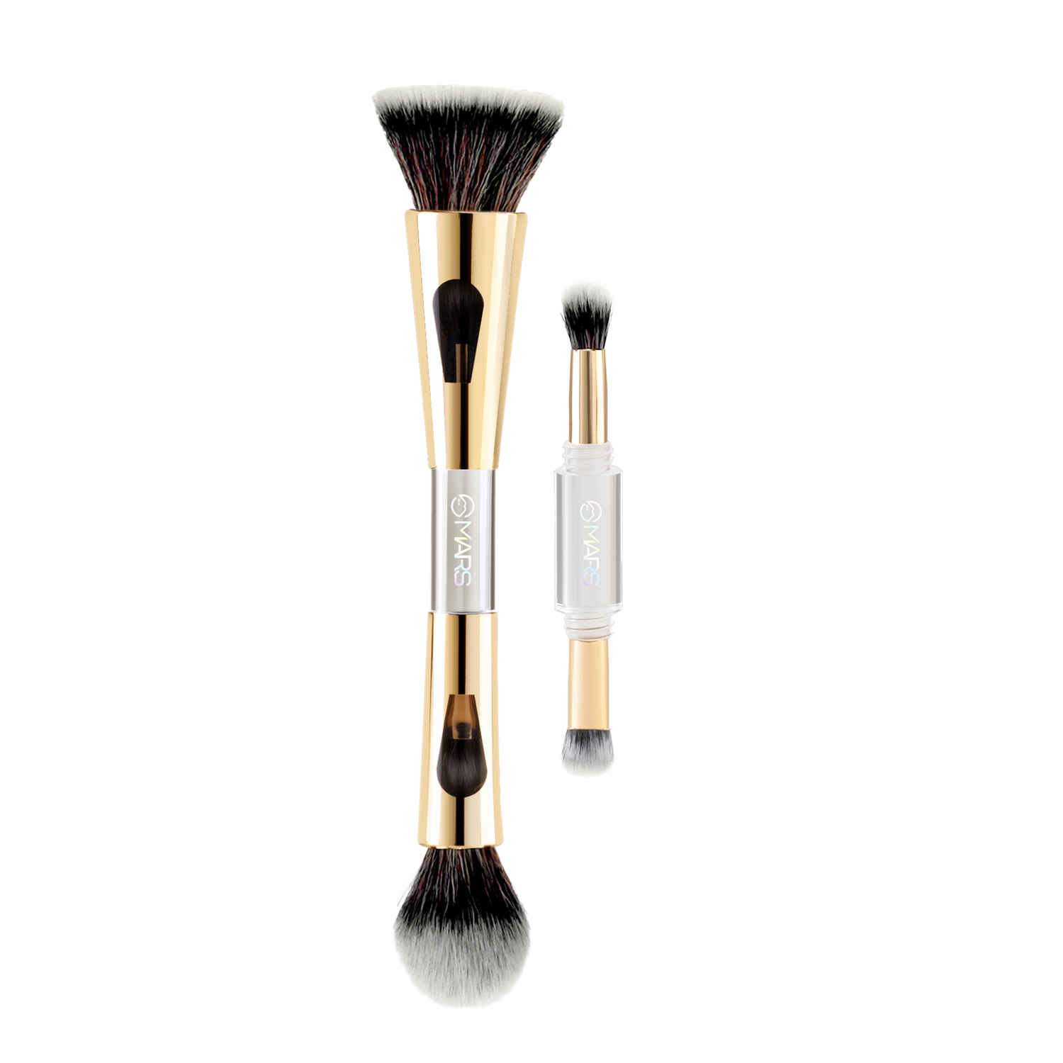 Buy MARS 4 in 1 Travel Brush with Foundation Brush, Powder Brush, Eyeshadow Blending Brush & Flat Brush | Soft Bristles Makeup Brushes Set for Women 1 Pc - Purplle
