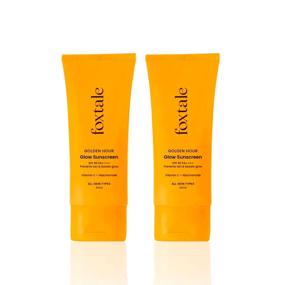 Buy Foxtale Glow Sunscreen SPF 50 PA++++ Lightweight with Vitamin C and Niacinamide 50 ml (Pack of 2) - Purplle