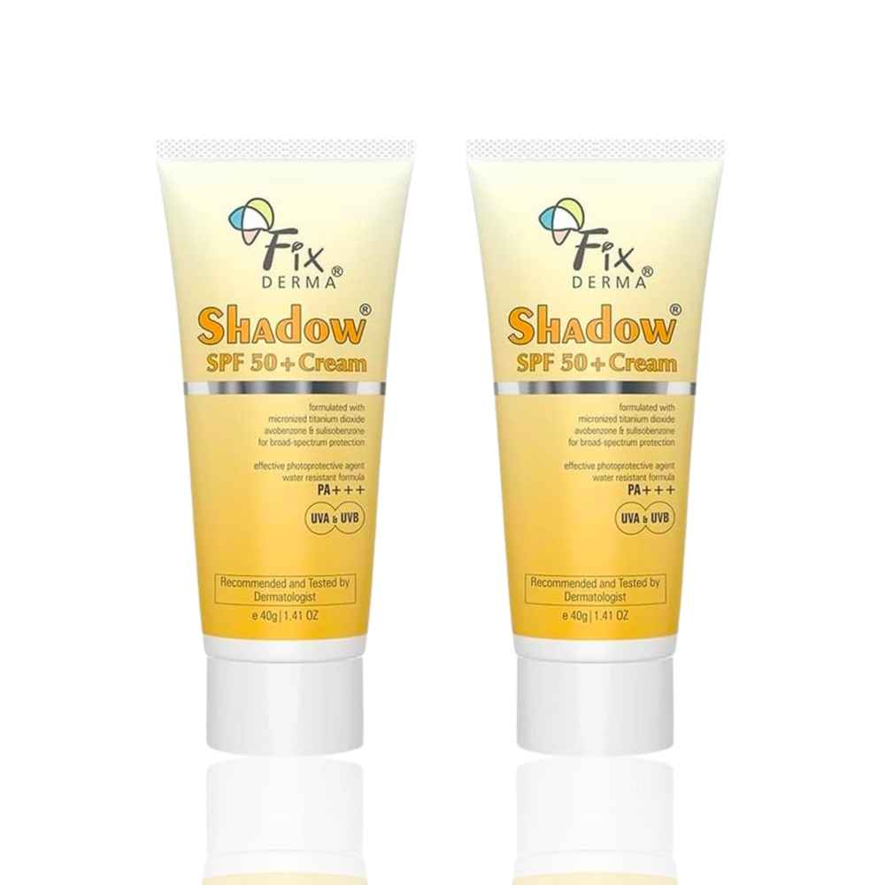 Buy Fixderma Shadow Skin Care Essentials | SPF 50+ PA+++ Cream Sunscreen for Dry Skin | Broad Spectrum UVA & UVB Protection | Non Greasy & Water Resistant | For Women & Men | (40 gm + 40 gm) Pack of 2 - Purplle