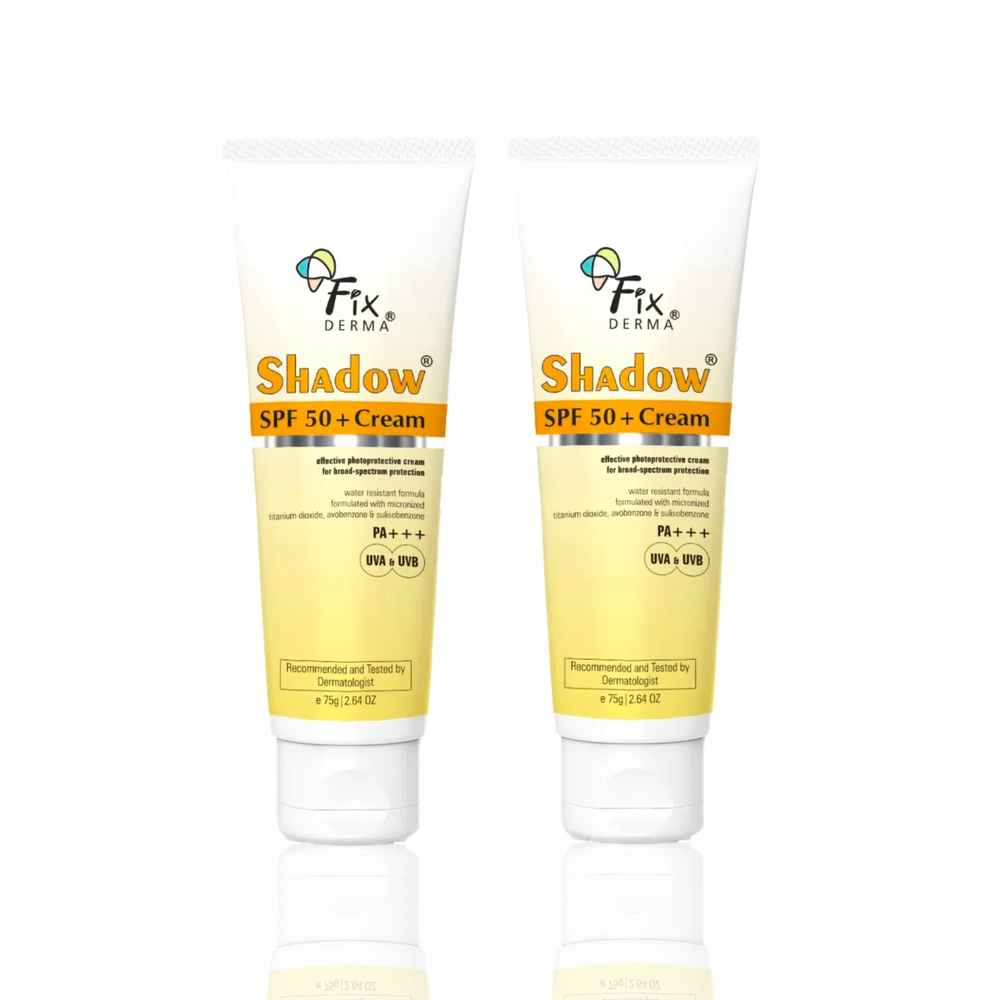 Buy Fixderma Shadow Daily Guard Pack | SPF 50+ Cream Sunscreen for Dry Skin | Broad Spectrum UVA & UVB Protection | Non Greasy & Water Resistant | For Body & Face | Unisex | (75 gm + 75 gm) Pack of 2 - Purplle