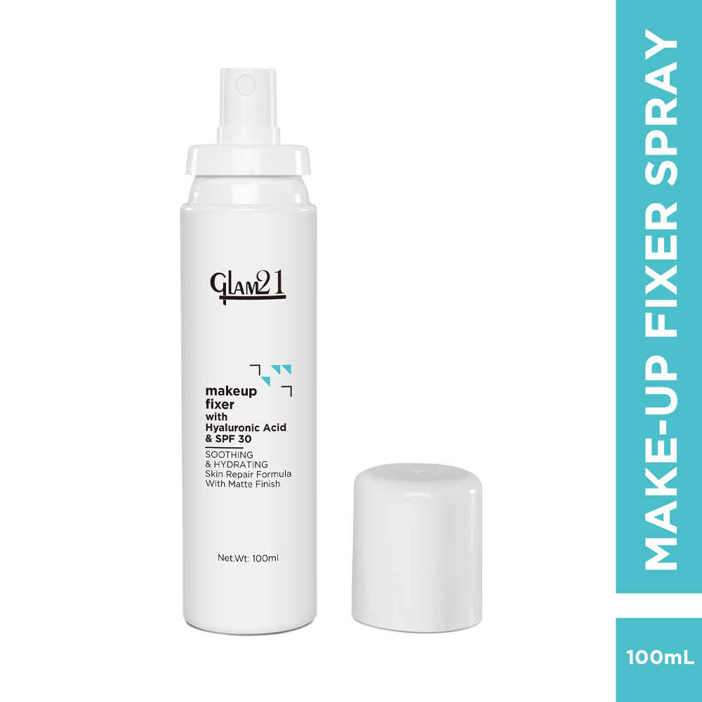 Buy Glam 21 Make-up Fixer Spray - Keeps Makeup Intact with a Sparkly Texture | Lightweight & Long-lasting with Hyaluronic Acid & SPF 30 | Flawless Look | Dermatologically Tested 100 ml - Purplle