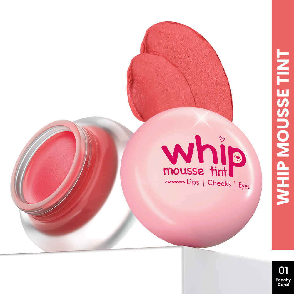 Buy Glam 21 Whip Mousse Tint 3-in-1 Lip, Cheeks & Eyes | Infused with Vitamin E, Jojoba Oil & Shea Butter | Waterproof & Long Stay | Travel-Friendly & Highly Pigmented | 4 gm Peachy Coral-01 - Purplle