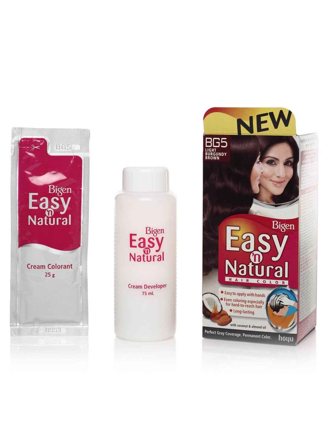 Buy Bigen Women Easy N Natural Hair Colour Kit Light Burgundy Brown BG5 - Purplle