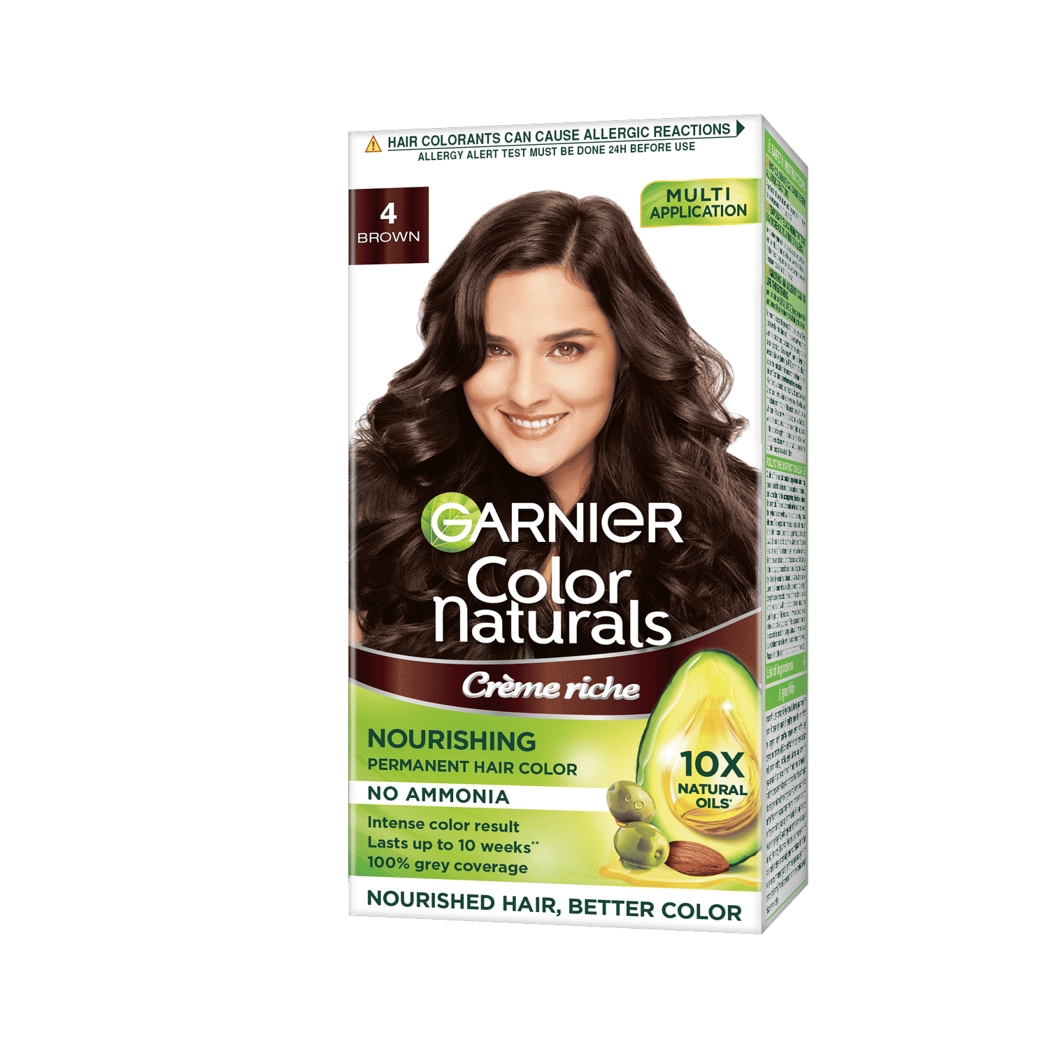 Buy Garnier Color Naturals Creme hair color, Shade 4 Brown, 70ml + 60g - Purplle