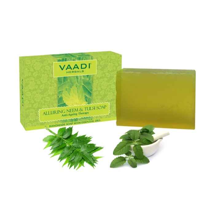 Buy Vaadi Herbals Alluring Neem-Tulsi Soap with Vitamin E & Tea Tree Oil (75 g) - Purplle