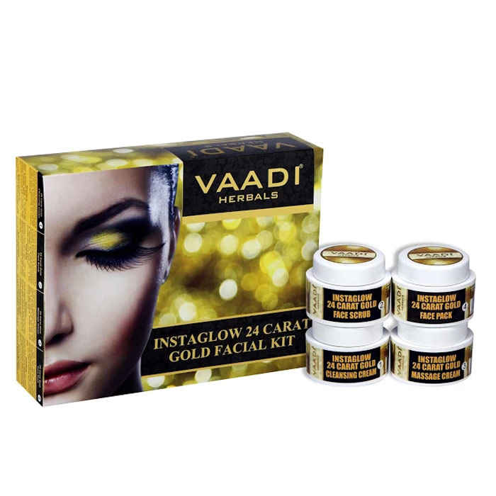 Buy Vaadi Herbals Gold Facial Kit 24 Carat Gold Leaves, Marigold & Wheatgerm Oil, Lemon Peel Extract (70 g) - Purplle
