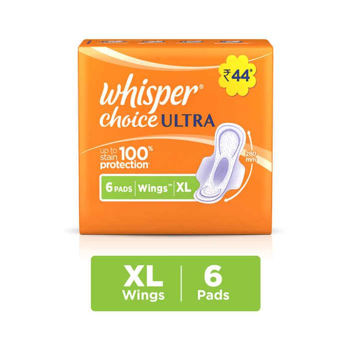 Buy Whisper Choice Ultra Sanitary 6 Pads Wings XL Size - Purplle