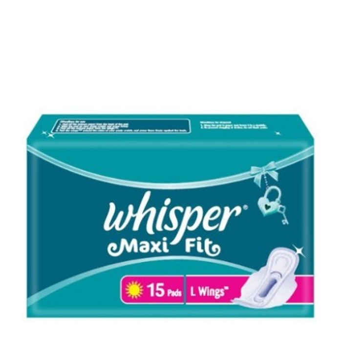Buy Whisper Maxi Fit L Wings (15 Pads) - Purplle