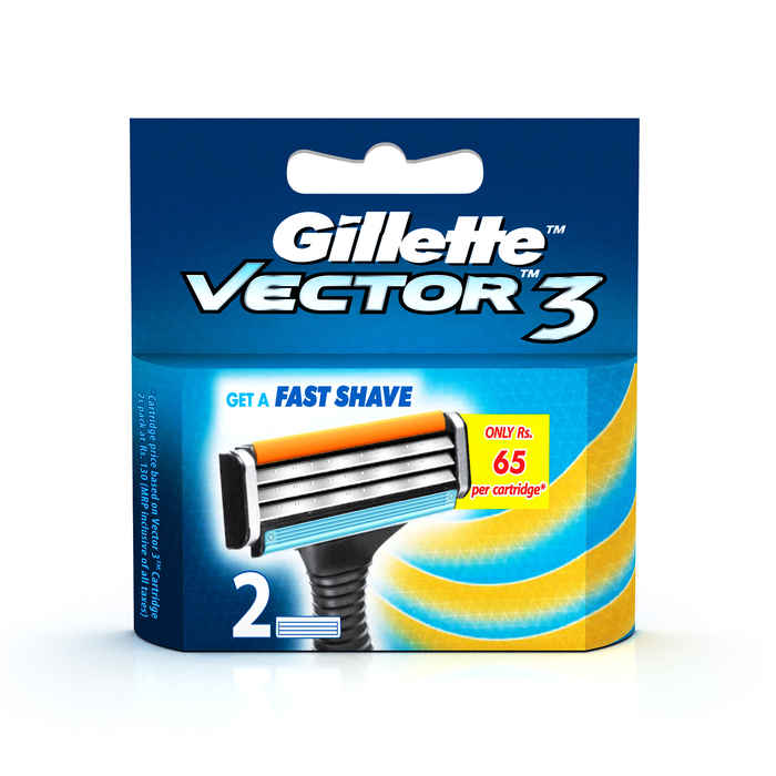 Buy Gillette Vector 3 Manual Shaving Razor Blades (Cartridge) 2s pack - Purplle