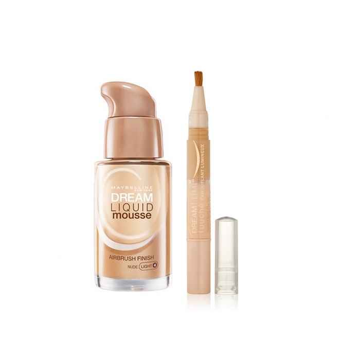 Buy Maybelline Dream Mousse Liquid Foundation Nude Light + Maybelline Dream Lumi Touch Concealer Honey - Purplle