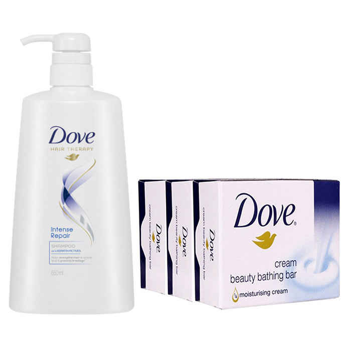 Buy Dove Hair Therapy Intense Repair Shampoo (650 ml) + FREE Dove Beauty Bar - Purplle