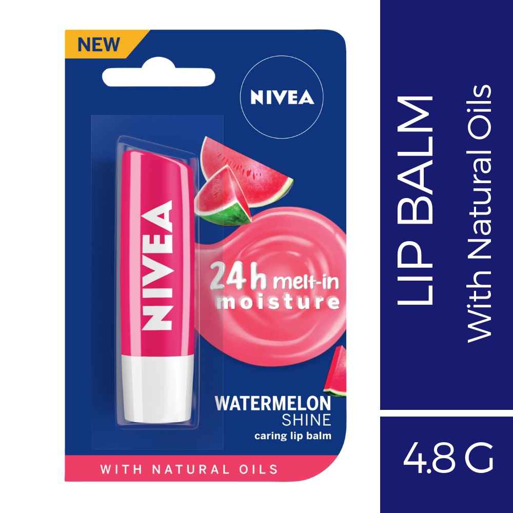 Buy Nivea Tinted Lip Balm with Natural oils & 24H melt-in moisture- Fruity Watermelon Shine - Purplle
