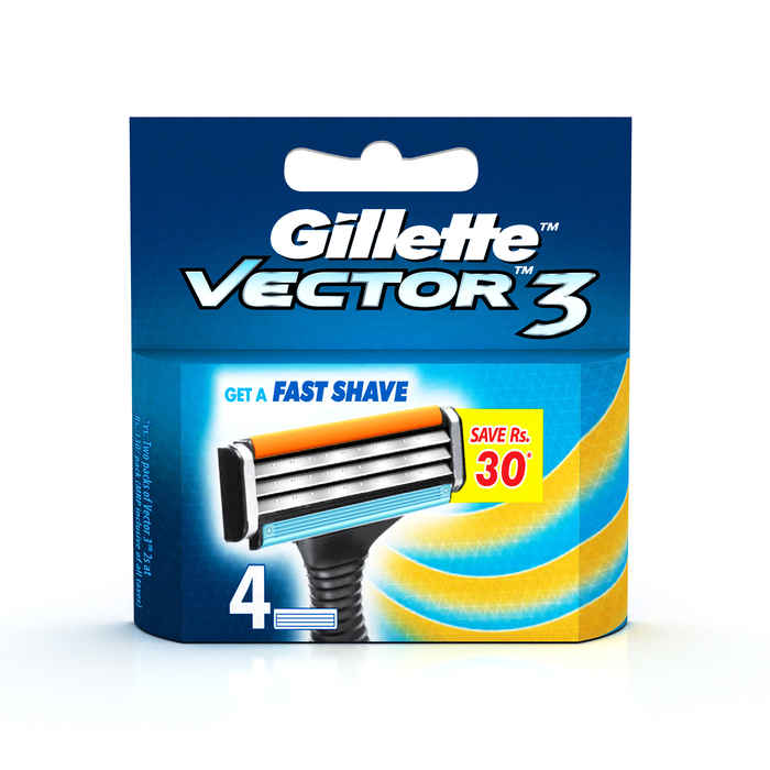 Buy Gillette Vector 3 Manual Shaving Razor Blades (Cartridge) 4s pack - Purplle