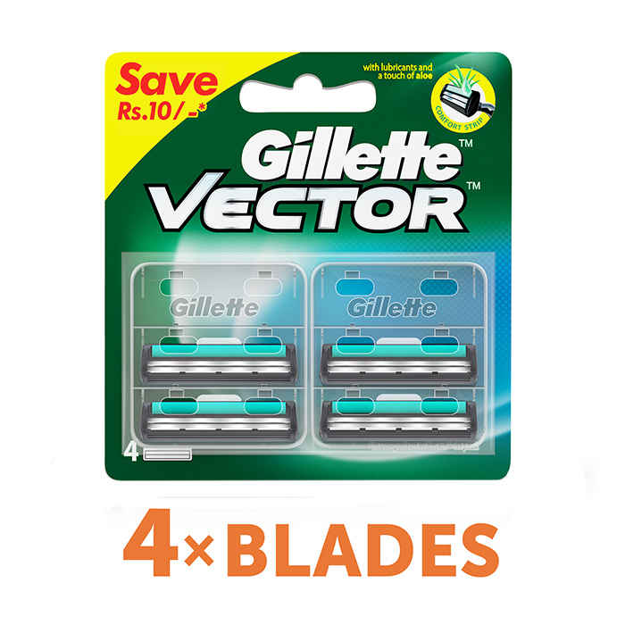 Buy Gillette Vector plus Manual Shaving Razor Blades (Cartridge) 4s pack - Purplle