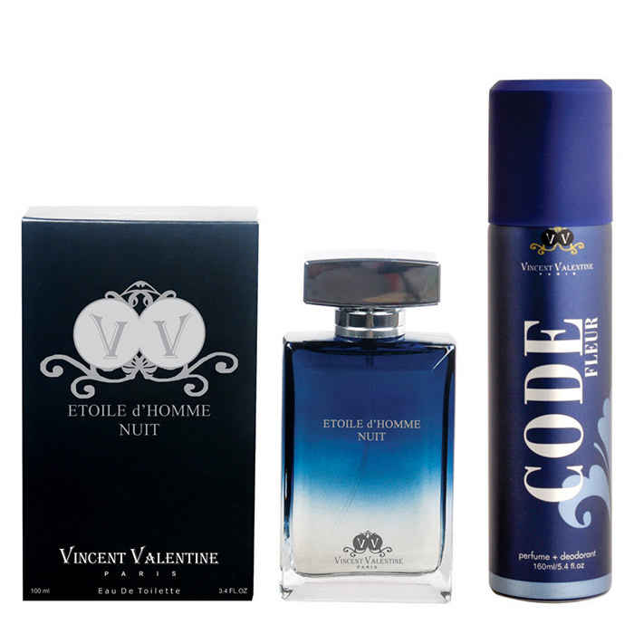Buy Vincent Valentine, Paris Etoile DHomme Nuit Perfume (100 ml) & Code Fleur Deodorant (160 ml) - Purplle