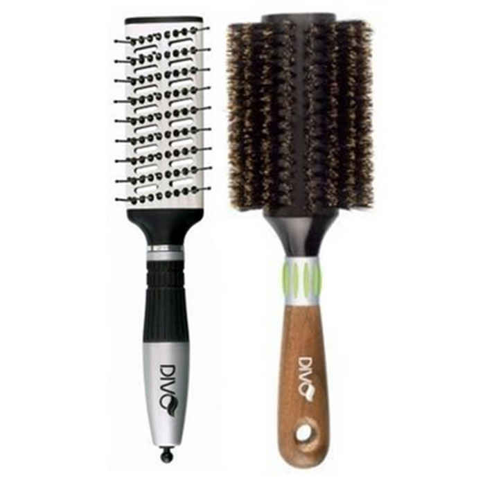 Buy Divo Asanti Natural Bristle Round Brush, get Divo Salonica Ceramic Vent Brush Free - Purplle