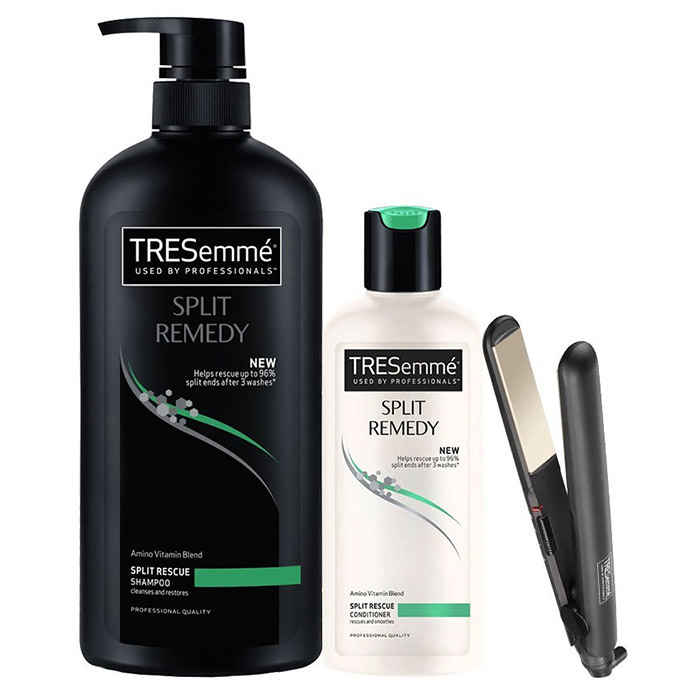 Buy TRESemme Split Remedy Shampoo (580 ml) + Conditioner (85 ml) + Free Hair Straightener - Purplle