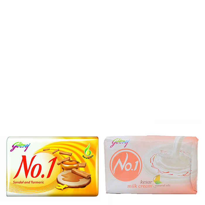 Buy Godrej No.1 Sandal & Turmeric Soap (4x100g) + Godrej No.1 Kesar Milk Soap (70 g) - Purplle